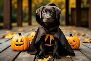 uma labrador cachorro vestindo uma dia das Bruxas traje foto