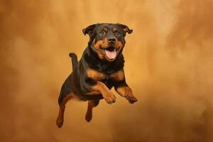 fofa rottweiler dentro natureza, nacional geografia, Largo vida animais. ai gerado. foto