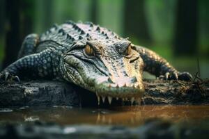 crocodilos dentro natureza, nacional geografia, Largo vida animais. ai gerado. foto