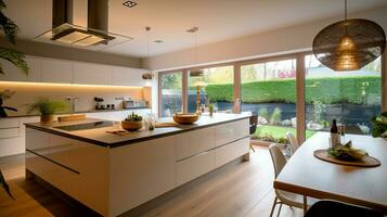 a cozinha quarto do uma lindo brilhante moderno estilo casa. ai gerado. foto