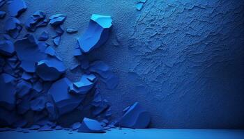 quarto com azul parede, fundo com uma azul suave parede textura, generativo ai foto