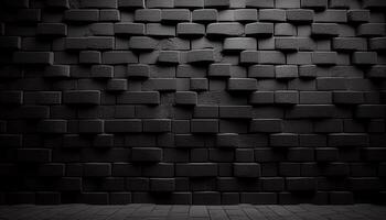 lustroso carvão charme texturizado fundo do Preto tijolo parede, generativo ai foto