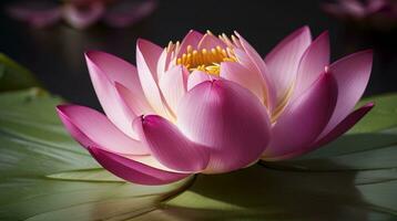 bela flor de nenúfar ou flor de lótus rosa no lago foto