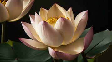 bela flor de nenúfar ou flor de lótus rosa no lago foto