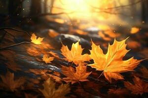 fundo de folhas caindo de outono foto