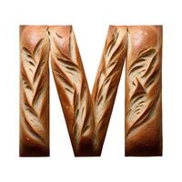 pão tipografia texto Projeto maiúscula alfabeto m, ai generativo foto