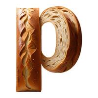 pão tipografia texto Projeto minúsculas alfabeto p, ai generativo foto