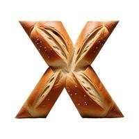 pão tipografia texto Projeto minúsculas alfabeto x, ai generativo foto