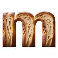 pão tipografia texto Projeto minúsculas alfabeto m, ai generativo foto