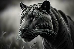 Preto e branco retrato do uma tigre Panthera tigris. generativo ai foto