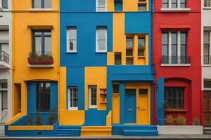 colorida fachada do uma residencial prédio. generativo ai foto