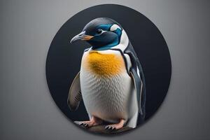 pinguim em uma cinzento fundo. generativo ai foto