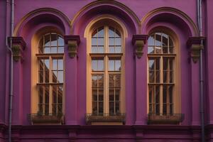 lindo janelas do uma histórico prédio. generativo ai foto