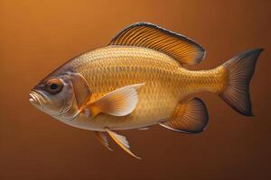 carpa peixe isolado em Castanho fundo. generativo ai foto