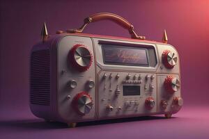 vintage rádio em uma roxa fundo. generativo ai foto