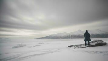 lindo inverno panorama do Islândia. tonificado dentro Preto e branco. generativo ai foto