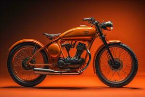 vintage personalizadas motocicleta em laranja fundo. generativo ai foto
