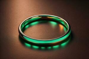 Casamento anel em uma sólido cor fundo. joia. ai generativo foto