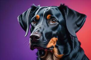 retrato do uma fofa cachorro em uma colorida fundo. estúdio tomada. ai generativo foto