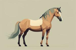 Castanho e branco cavalo de pé. vetor ilustração. ai generativo foto