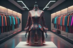futurista moda manequim dentro a loja. ai generativo foto