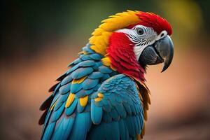 retrato do uma colorida arara papagaio. ai generativo foto