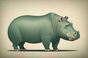 hipopótamo em pé em Está traseiro pernas. vetor ilustração. ai generativo foto