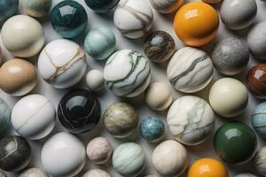 colorida variedade do mármores Como uma fundo, topo visualizar, fechar acima. ai generativo foto