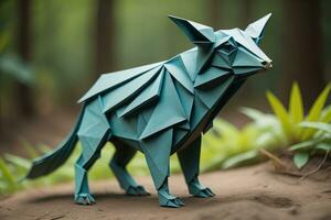 papel origami animal isolado em sólido cor fundo. ai generativo foto