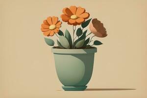 vaso de flores com margaridas. vetor ilustração dentro retro estilo. ai generativo foto