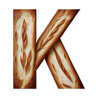 pão tipografia texto Projeto maiúscula alfabeto k, ai generativo foto