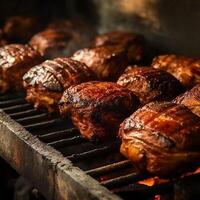 grelhado carne em a grade típica brasileiro carne generativo ai foto