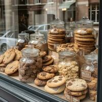 biscoitos dentro uma fazer compras janela generativo ai foto