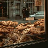 biscoitos dentro uma fazer compras janela generativo ai foto