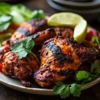 grelhado frango em a grade indiano temperado grelhado frango tandoori frango generativo ai foto