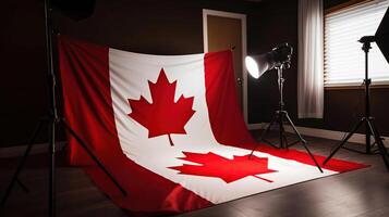 feliz Canadá dia com Canadá bandeira fundo, generativo ai foto