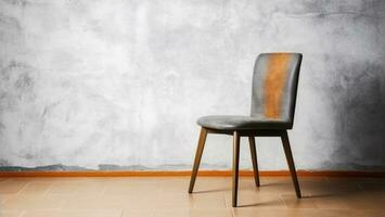 minimalista chique, loft estilo cadeira cria uma impressionante presença contra uma em branco parede fundo. generativo ai foto