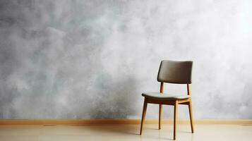 abraçando esvaziar espaço com uma loft estilo cadeira contra uma em branco muro. generativo ai foto