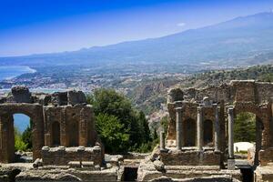 romano teatro dentro taormina foto