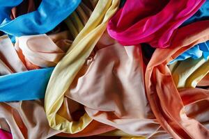 uma grupo do multicolorido pano cortinas foto