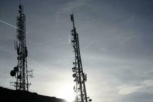 fotográfico documentação do telecomunicações antenas e dados troca foto