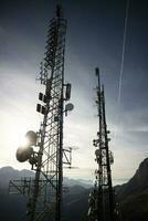 fotográfico documentação do telecomunicações antenas e dados troca foto