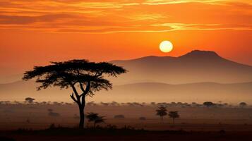 nascer do sol dentro Uganda s kidepo vale nacional parque foto