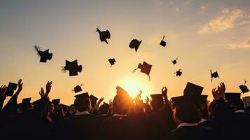 Parabéns para a bem sucedido universidade graduados durante a graduação cerimônia foto
