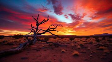 Sol configuração dentro Arizona s Sonora deserto perto Fénix foto