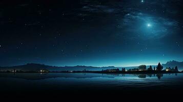 silhueta do noite panorama com Alto contraste dentro foto com espaço para texto