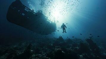 mergulho mergulhadores investigar submerso naufrágio foto