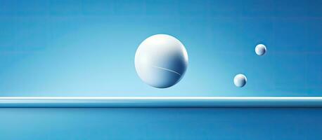 mesa tênis bola é saltando em azul foto