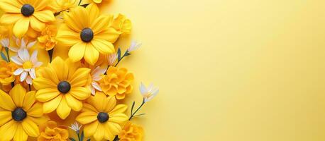 floral fundo em na moda amarelo perfeito para crianças s dia com texto espaço foto