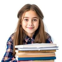 menina da escola com livros foto